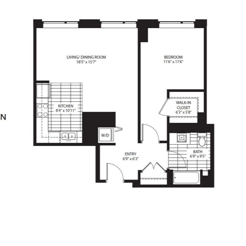 One Bedroom Style A7 Apartment Floor Plan